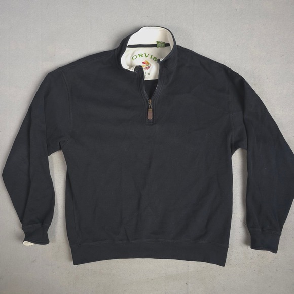 Orvis 1/4 Zip Pullover Sweater Pima Cotton Logo Casual‎ Comfy Mens M - Picture 1 of 10